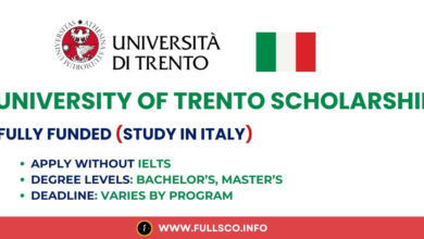 Image showcasing University of Trento scholarship 2025 without IELTS requirement in Italy.