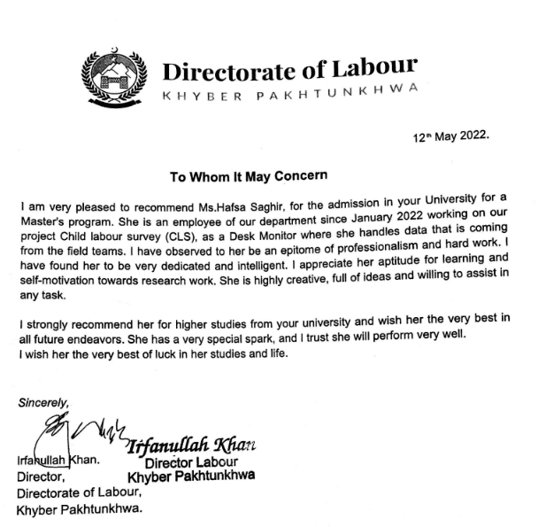 Image showing a template of Recommendation Letter from an Employer or Board Member