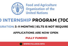 FAO Internship Program offering stipend of $700/month
