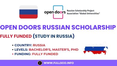 Image displaying information about the Open Doors Russian Scholarship for 2025 applications.